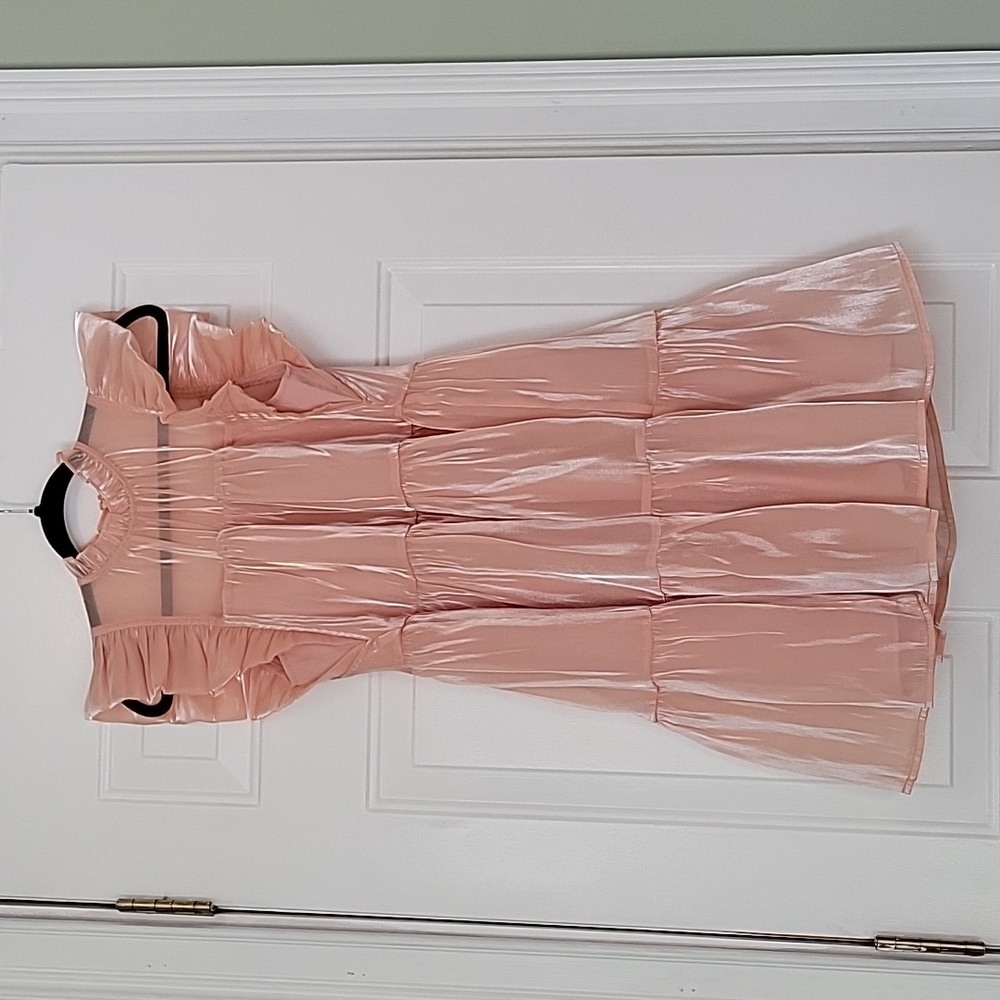 Entro Peach Shiny Ruffle Dress - Picture 3 of 8